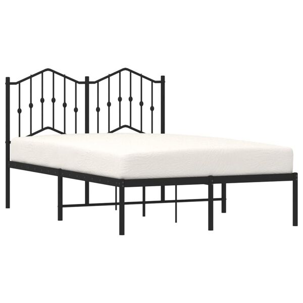 vidaXL Metal Bed Frame without Mattress with Headboard Black 120x200cm