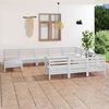 vidaXL 11 Piece Garden Lounge Set White Solid Wood Pine