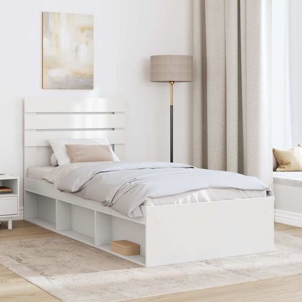 vidaXL Bed Frame with Headboard White 75 x 190 cm Solid Pine Wood
