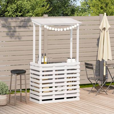 vidaXL Outdoor Bar Table with Roof White 112.5x57x195.5 cm Solid Wood