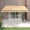vidaXL Retractable Awning Yellow and White 4x3 m Fabric and Aluminium