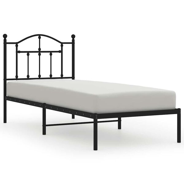 vidaXL Metal Bed Frame without Mattress with Headboard Black 90x200cm