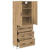 vidaXL Highboard 2 pcs Artisan Oak Engineered Wood and Glass