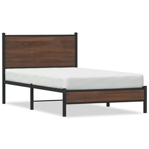 vidaXL Metal Bed Frame without Mattress Brown Oak 100x200 cm