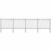 vidaXL Garden Fence with Hoop Top Steel 671x150 cm Black