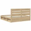 vidaXL Bed Frame with Headboard Sonoma 200 x 200 cm Solid Pine Wood