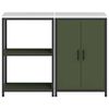 vidaXL Kitchen Storage Set 2 pcs Olive Green Cold-rolled Steel