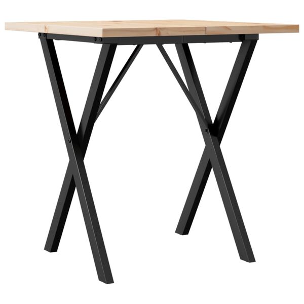 vidaXL Dining Table X-Frame 70x70x75.5 cm Solid Wood Pine and Steel