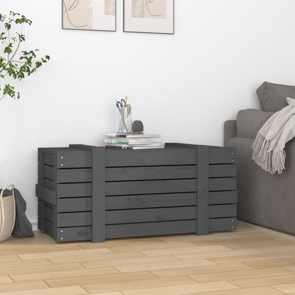 vidaXL Storage Box Grey 91x40.5x42 cm Solid Wood Pine