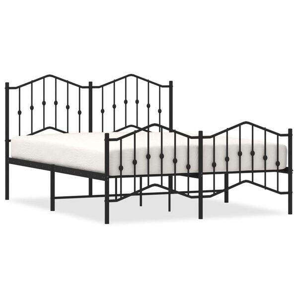 vidaXL Metal Bed Frame without Mattress with Footboard Black 150x200cm