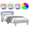vidaXL Bed Frame without Mattress with LED Concrete Grey 90x200 cm