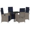 vidaXL Garden Dining Set 5 pcs Grey Poly Rattan