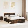vidaXL Bed Frame Smoked Oak 140 x 200 cm Solid Pine Wood
