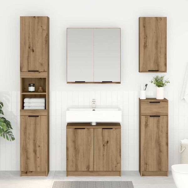 vidaXL Bathroom Cabinet with Storage Artisan Oak 64.5 x 33.5 x 59 cm