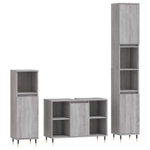 vidaXL 3 Piece Bathroom Furniture Set Grey Sonoma Engineered Wood