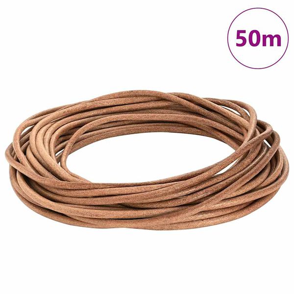 vidaXL Leather Cord Brown &Oslash;5 mm x 50 m Leather