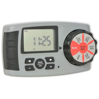 vidaXL Automatic Water Timer with 4 Stations and Rain Sensor 3 V