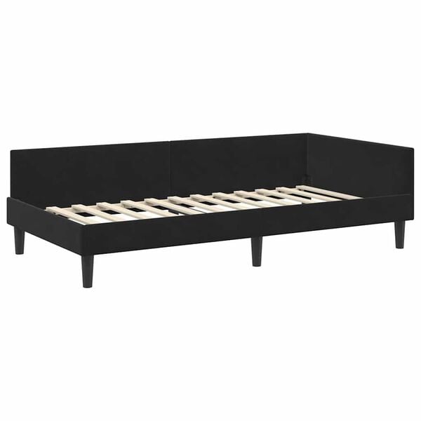 vidaXL Corner Bed Frame with Headboard Black 90 cm x 200 cm Velvet