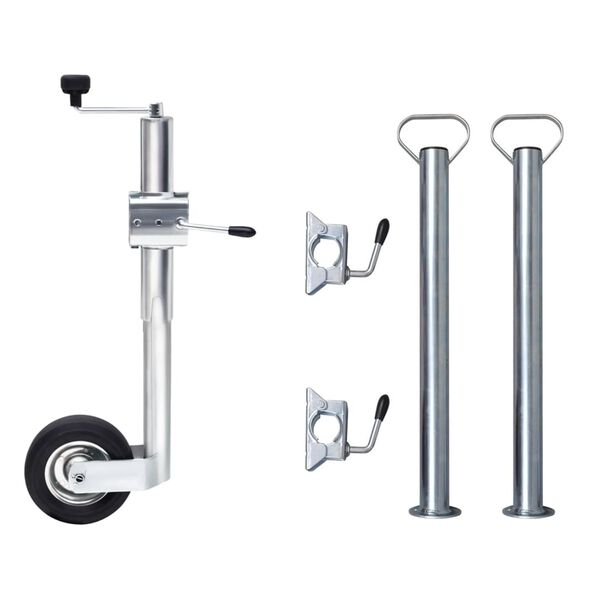 vidaXL Trailer Jockey Wheel 60 mm with 2 Support Tubes and 3 Split Clamps