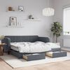 vidaXL Daybed with Trundle and Drawers Dark Grey 90x190 cm Velvet