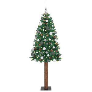 vidaXL Slim Christmas Tree Green 210 cm PVC and Solid Pine wood