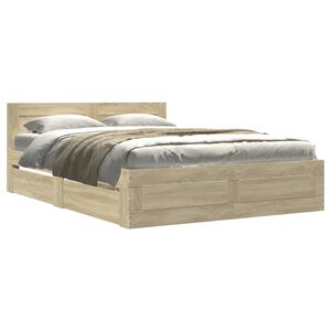 vidaXL Bed Frame with Headboard without Mattress Sonoma Oak 120x190 cm Small Double