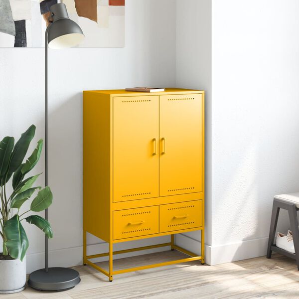 vidaXL Highboard Mustard Yellow 68x39x111.5 cm Steel