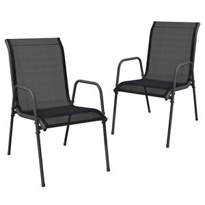 vidaXL Garden Chair | Set of 2 | Black and anthracite | Steel and Textilene