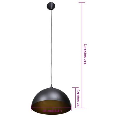 vidaXL Ceiling Lamp 2 pcs Height-adjustable Semi-spherical Black