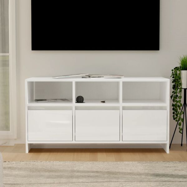 vidaXL TV Cabinet High Gloss White 102x37.5x52.5 cm Engineered Wood