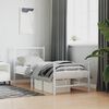 vidaXL Metal Bed Frame without Mattress with Footboard White 75x190cm