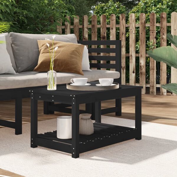 vidaXL Garden Table Black 82.5x50.5x45 cm Solid Wood Pine