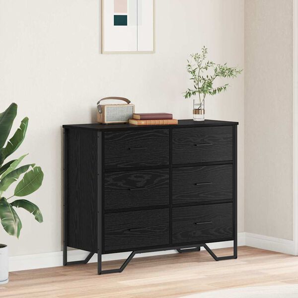 vidaXL Chest of Drawers 2 pcs Black Oak 91 x 35.5 x 74.5 cm
