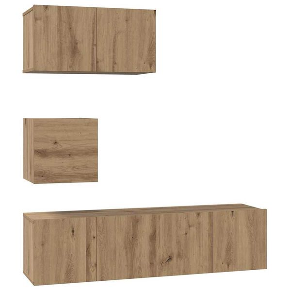 vidaXL TV Cabinet Set Wall-mounted 4 pcs Artisan Oak Engineered Wood