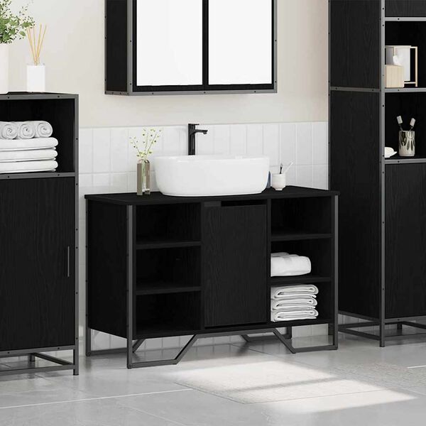 vidaXL Bathroom Sink Cabinet Black Oak 91 x 35 x 60 cm Engineered wood