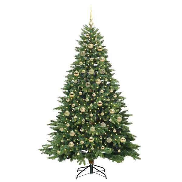 vidaXL Artificial Christmas Tree with 300 LEDs Green 210 cm PE and PVC