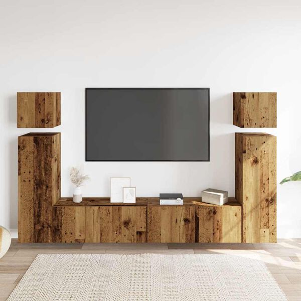vidaXL 8 Piece TV Cabinet Set Wall-mounted Old Wood Engineered Wood