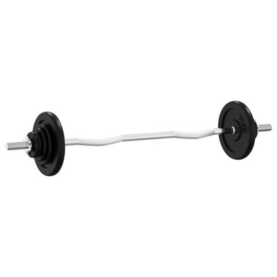 vidaXL Barbell with Plates Set 30 kg Cast Iron & Chrome Plated Steel