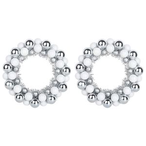 vidaXL Christmas Ball Wreathes 2 pcs White and Silver 33 x 33 x 7 cm