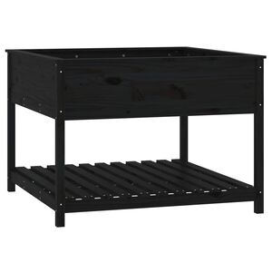 vidaXL Planter with Shelf Black 111.5x111.5x81 cm Solid Wood Pine
