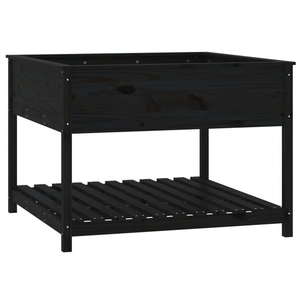 vidaXL Planter with Shelf Black 111.5x111.5x81 cm Solid Wood Pine