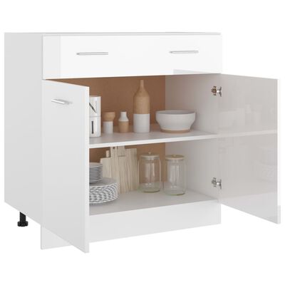 vidaXL Drawer Bottom Cabinet High Gloss White 80x46x81.5 cm Engineered Wood