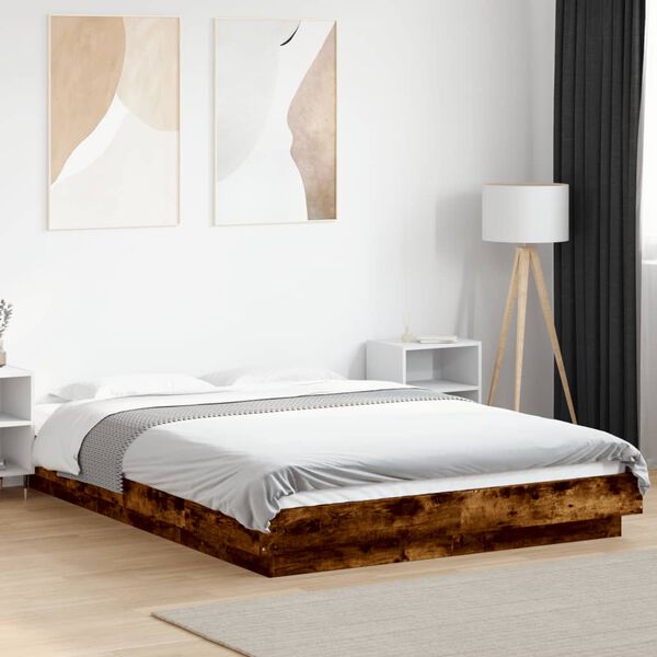 vidaXL Bed Frame without Mattress Smoked Oak 140x190 cm