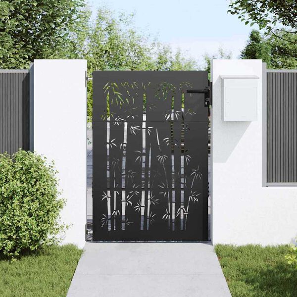 vidaXL Garden Gate with Lock Black 85 x 150 cm Powder-coated steel