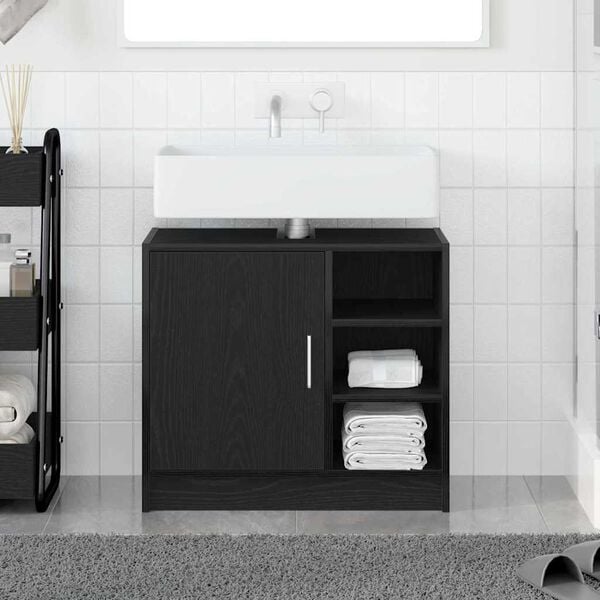 vidaXL Sink Cabinet Black Oak 63 x 29 x 55 cm Engineered wood