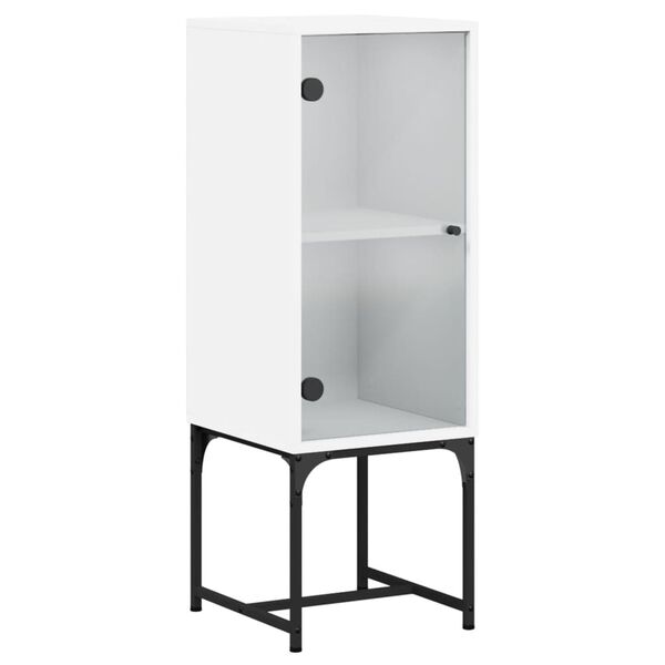 vidaXL Side Cabinet with Glass Doors White 35x37x100 cm