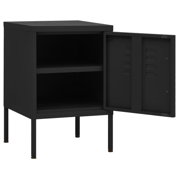 vidaXL Nightstand Black 35x35x51 cm Steel