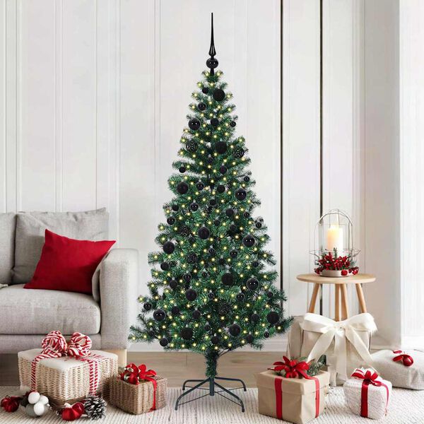 vidaXL Artificial Pre-lit Christmas Tree Green 180 cm PVC and Metal