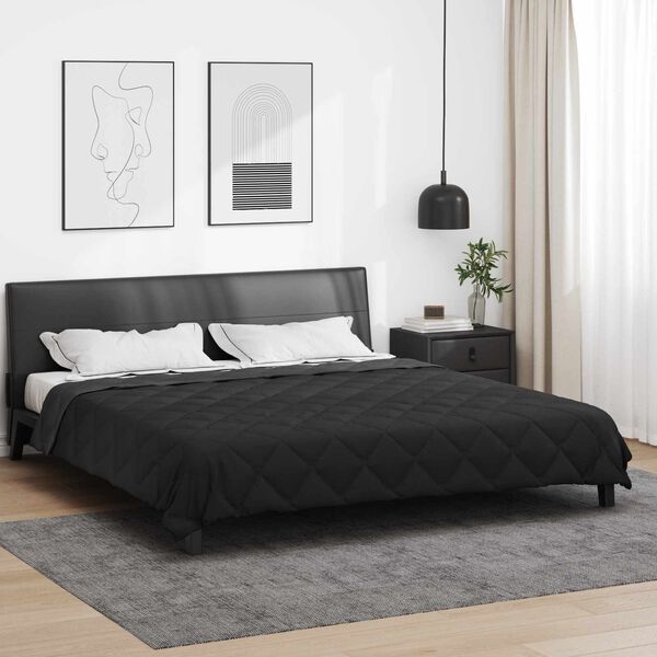 vidaXL Summer Duvet Black and Anthracite 220 x 240 cm Microfiber