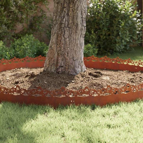 vidaXL Lawn Edgings 10 pcs Rusty 103 x 0.05 x 22 cm Weathering Steel
